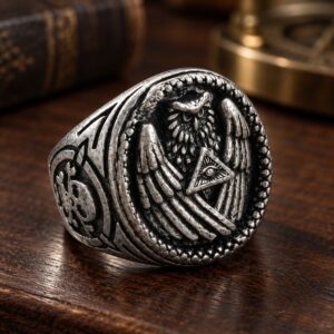 Bague Esotérique Homme – Hibou & Pyramide