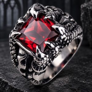 Bague Griffe Homme - Pierre Rouge