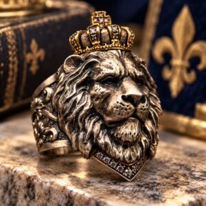 Bague Lion Couronné