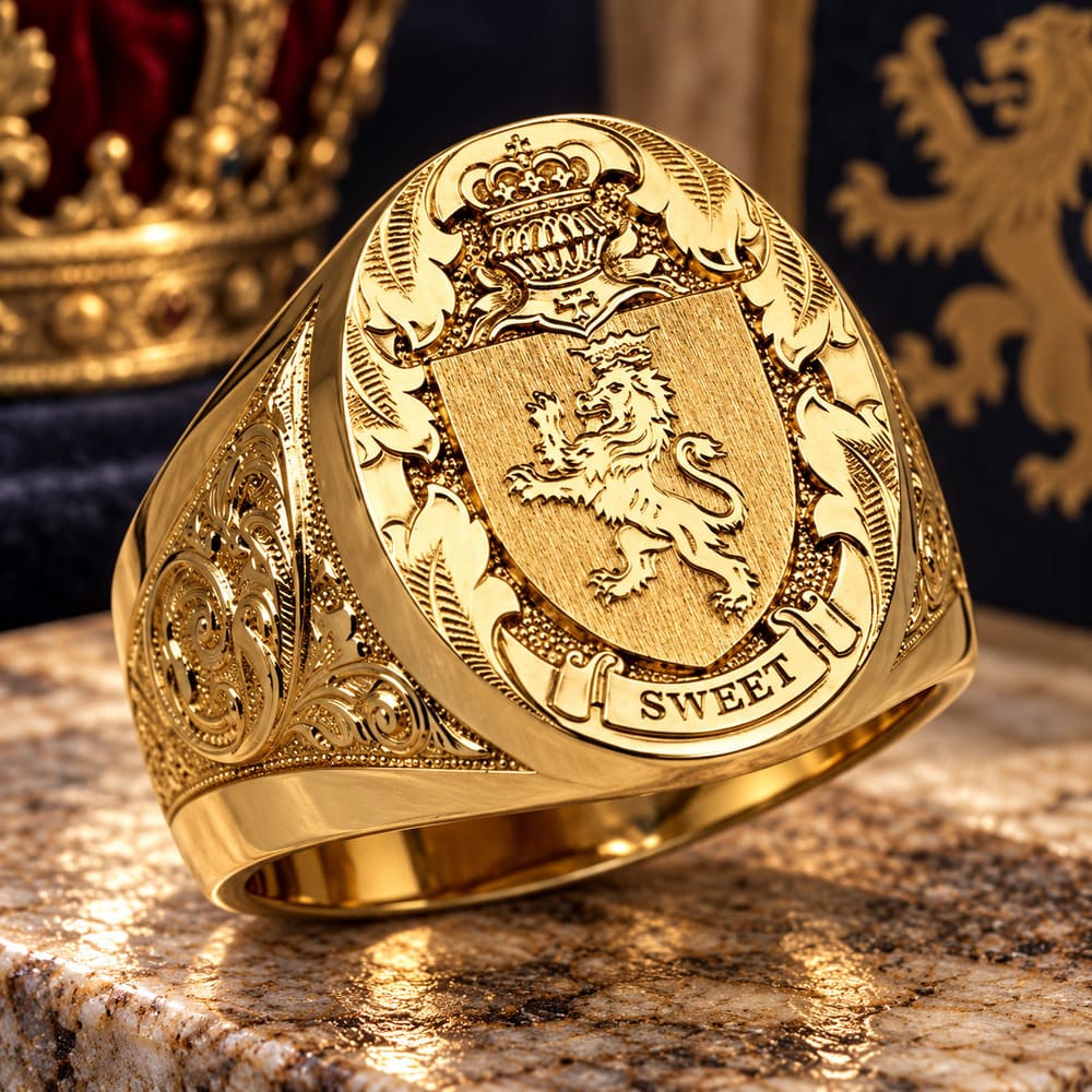 Bague Lion Héraldique Doré