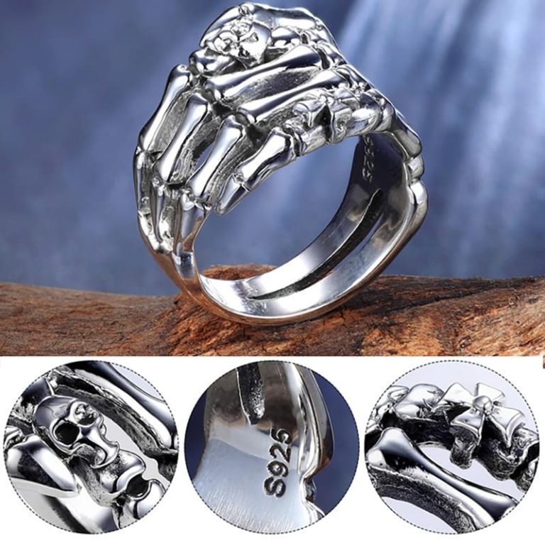 Bague Squelette Mixte T58 - Argent Et Plaqué Or, Style Biker/rock, Neuve étiquetée