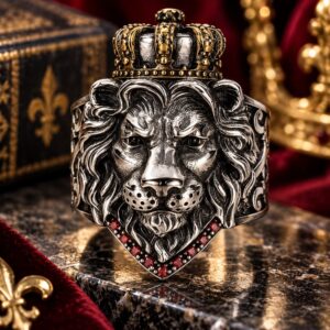Bague Tête de Lion Roi d’Argent