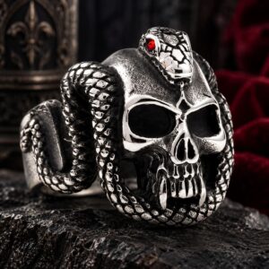 Chevalière Serpent Homme - Crane Féroce