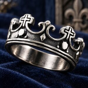 Anneau Couronne Croix et Fleur de Lys