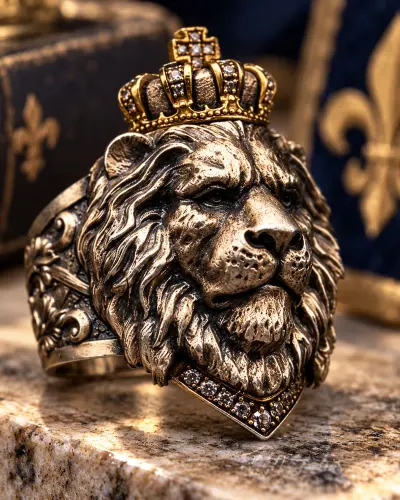 Bague tête de lion pour homme